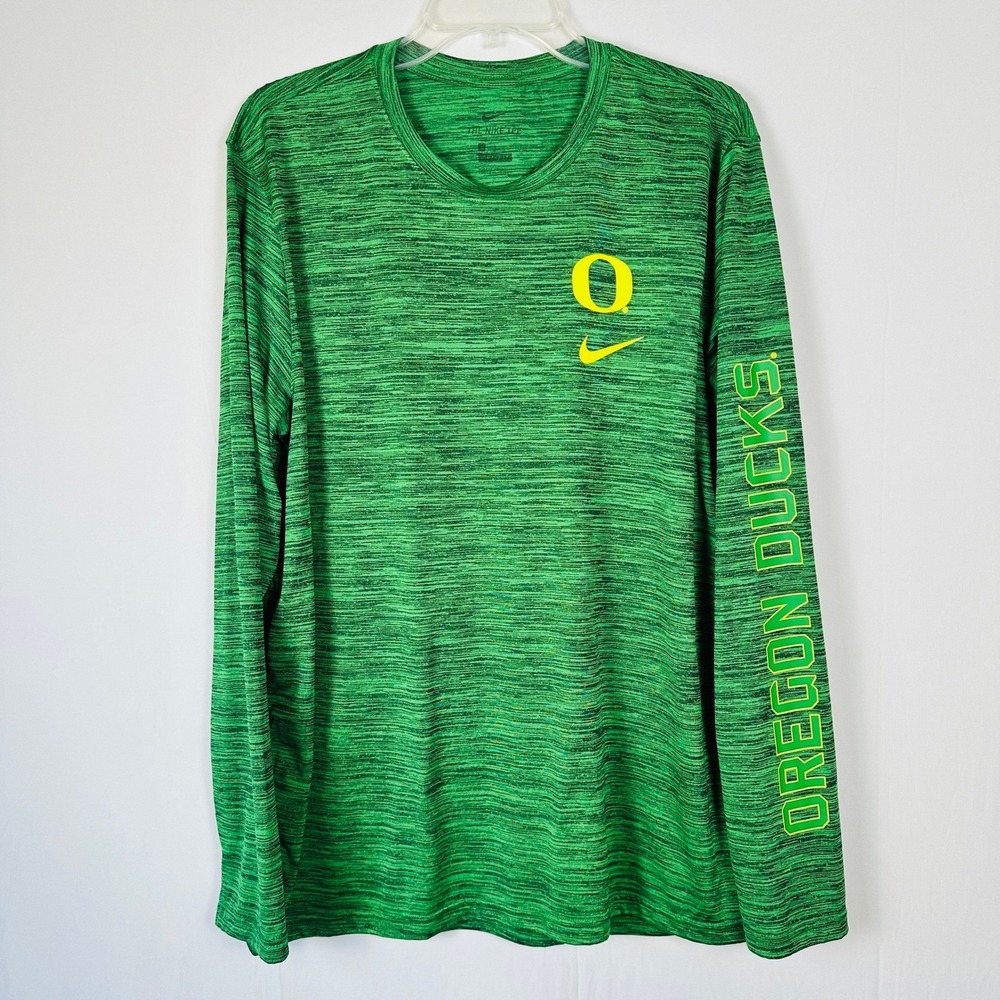 Nike Oregon Ducks Green‎ Long Sleeve T-Shirt Athletic Cut Mens Large Collegiate